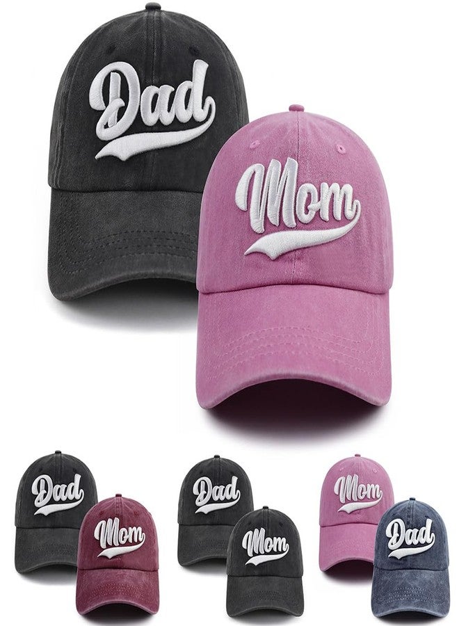Vxchkerm New Parents Gifts for Couples, Mom and Dad Hats, 3D Embroidered New Mother and Father Baseball Cap, Mother's Father's Day Birthday Gift for Husband - Image 1